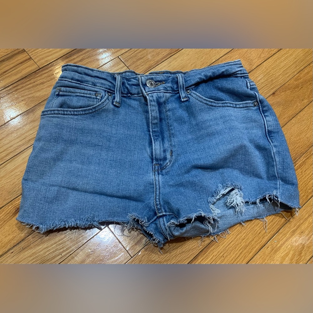 Levi's Distressed High Rise Skinny Denim Blue Shorts DP